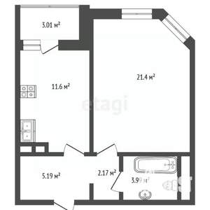 1-к квартира, вторичка, 45м2, 8/17 этаж
