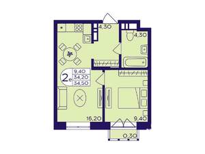 1-к квартира, вторичка, 35м2, 4/17 этаж