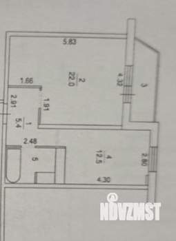 1-к квартира, вторичка, 44м2, 2/25 этаж