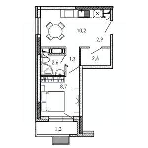 1-к квартира, вторичка, 30м2, 15/17 этаж