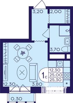 Студия квартира, строящийся дом, 25м2, 2/17 этаж
