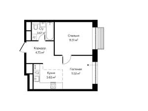 2-к квартира, строящийся дом, 37м2, 17/22 этаж