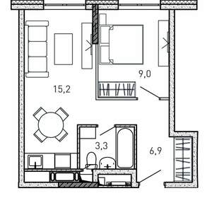 1-к квартира, вторичка, 34м2, 15/17 этаж