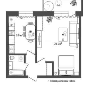 1-к квартира, вторичка, 35м2, 3/9 этаж