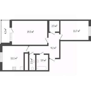 2-к квартира, вторичка, 60м2, 13/25 этаж