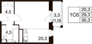 Студия квартира, вторичка, 30м2, 12/18 этаж