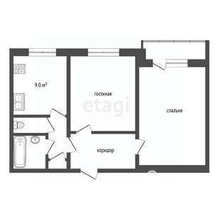 2-к квартира, вторичка, 52м2, 14/14 этаж