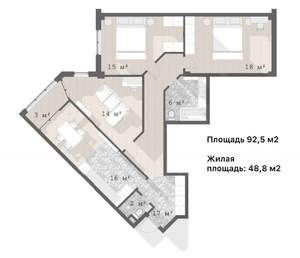 3-к квартира, вторичка, 93м2, 4/4 этаж