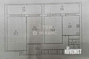3-к квартира, вторичка, 72м2, 13/14 этаж