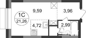 Студия квартира, строящийся дом, 21м2, 14/22 этаж