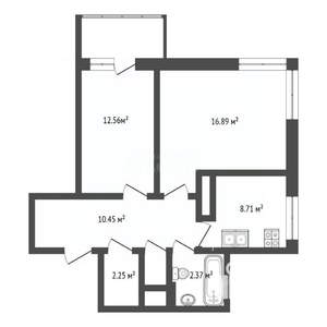 2-к квартира, вторичка, 55м2, 3/7 этаж