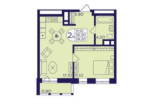 1-к квартира, вторичка, 39м2, 2/17 этаж