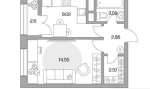 1-к квартира, вторичка, 35м2, 7/17 этаж