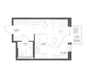 Студия квартира, вторичка, 28м2, 7/17 этаж