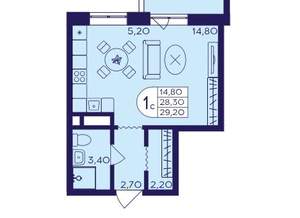 1-к квартира, вторичка, 30м2, 11/21 этаж