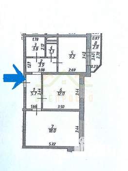 2-к квартира, вторичка, 57м2, 7/17 этаж
