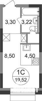 Студия квартира, строящийся дом, 20м2, 21/22 этаж