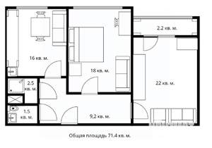 2-к квартира, вторичка, 71м2, 17/18 этаж