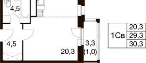 Студия квартира, вторичка, 30м2, 3/17 этаж