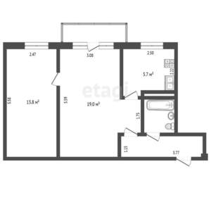 2-к квартира, вторичка, 46м2, 2/5 этаж