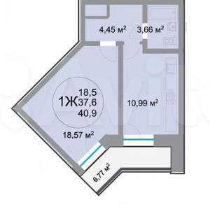 1-к квартира, вторичка, 41м2, 9/24 этаж