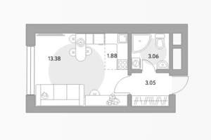 Студия квартира, вторичка, 20м2, 4/16 этаж