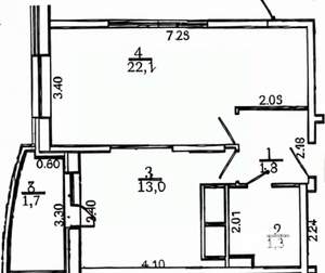 1-к квартира, вторичка, 44м2, 2/25 этаж