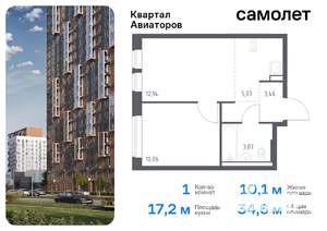 1-к квартира, вторичка, 35м2, 10/17 этаж