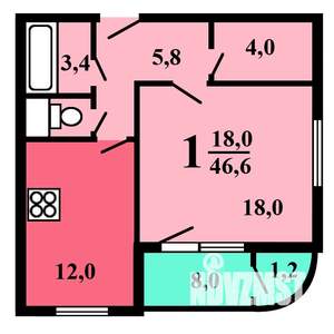 1-к квартира, вторичка, 45м2, 13/14 этаж