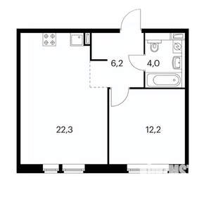 1-к квартира, вторичка, 44м2, 11/16 этаж