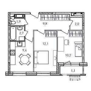 2-к квартира, вторичка, 49м2, 3/17 этаж