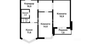 2-к квартира, вторичка, 60м2, 8/22 этаж