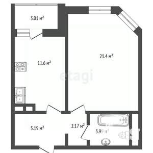 1-к квартира, вторичка, 45м2, 8/17 этаж