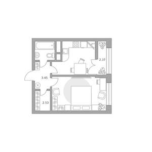 1-к квартира, вторичка, 37м2, 3/25 этаж