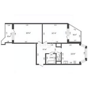 2-к квартира, вторичка, 58м2, 9/17 этаж