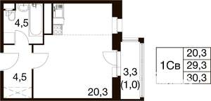 Студия квартира, вторичка, 30м2, 13/18 этаж