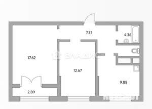 2-к квартира, вторичка, 52м2, 24/26 этаж