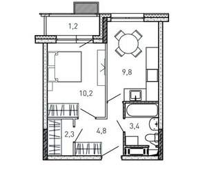 1-к квартира, вторичка, 32м2, 12/17 этаж
