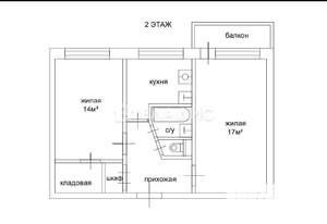 2-к квартира, вторичка, 44м2, 2/5 этаж