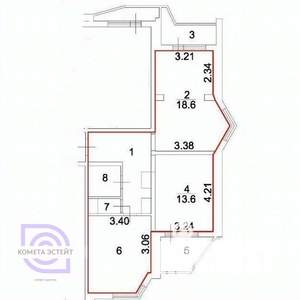 2-к квартира, вторичка, 64м2, 22/22 этаж