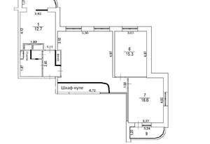 3-к квартира, вторичка, 95м2, 22/25 этаж