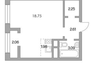 1-к квартира, вторичка, 28м2, 12/12 этаж