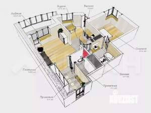 2-к квартира, вторичка, 66м2, 14/22 этаж