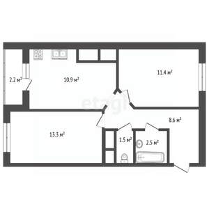 2-к квартира, вторичка, 51м2, 19/25 этаж