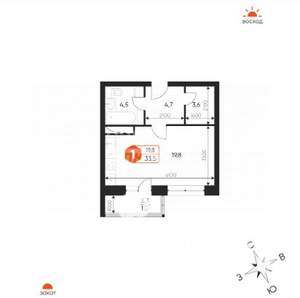 1-к квартира, вторичка, 34м2, 11/17 этаж