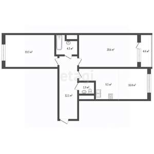 3-к квартира, вторичка, 78м2, 3/19 этаж