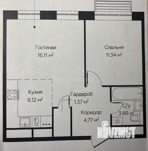 2-к квартира, вторичка, 43м2, 2/22 этаж