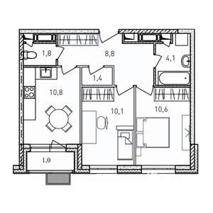 2-к квартира, вторичка, 49м2, 5/17 этаж