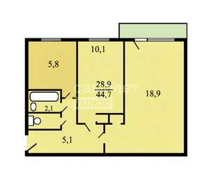 2-к квартира, вторичка, 45м2, 5/5 этаж