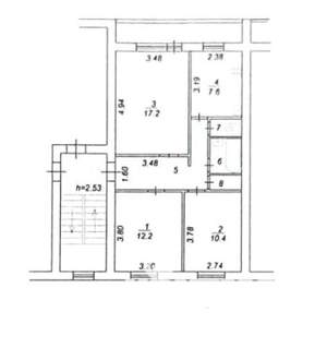 3-к квартира, вторичка, 61м2, 2/5 этаж